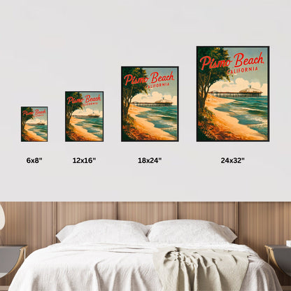 Pismo Beach Vintage Travel Poster - Classic Surf Town Escape