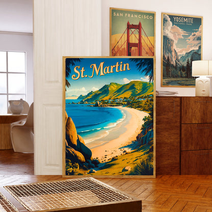 Saint Martin Vintage Travel Poster