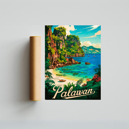 Palawan Vintage Travel Poster - Beautiful Views