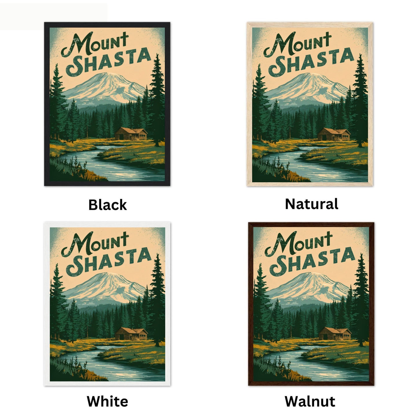 Mount Shasta Vintage Travel Poster - Timeless Alpine Majesty