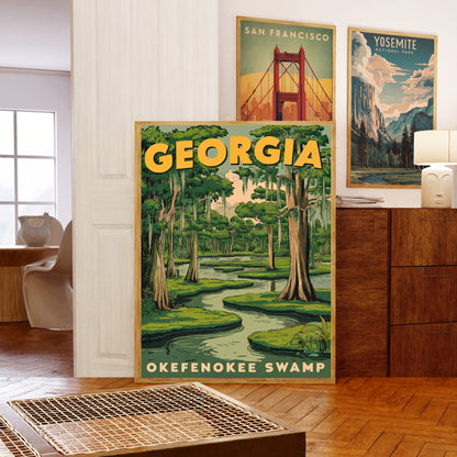 Okefenokee Swamp Vintage Travel Poster - Timeless Wetland Wonderland