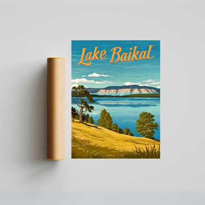 Lake Baikal Vintage Travel Poster  - The Pearl of Siberia