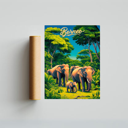 Borneo Vintage Travel Poster