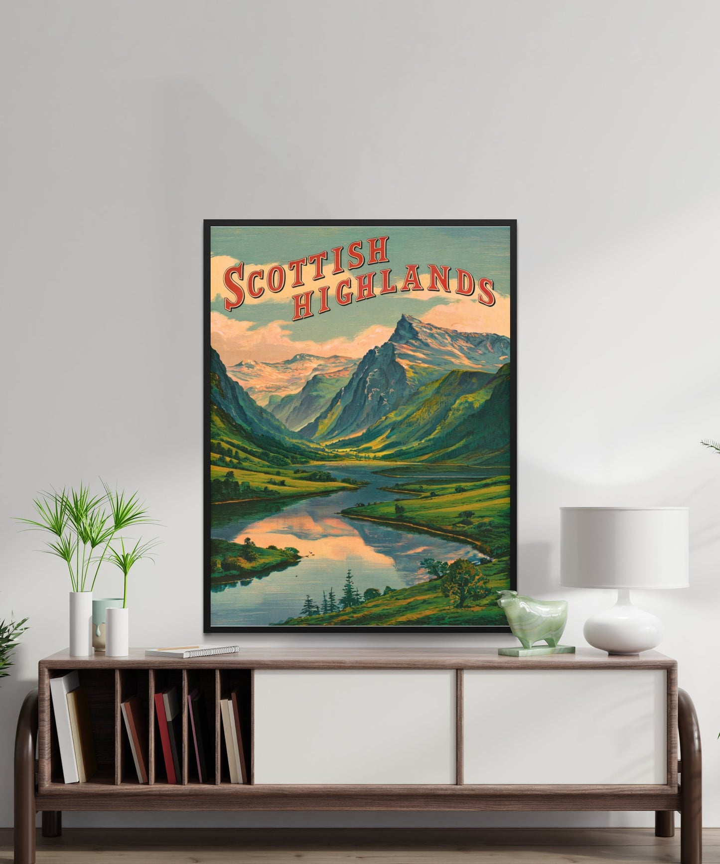 Scottish Highlands Vintage Travel Poster - Timeless Mountain Splendor