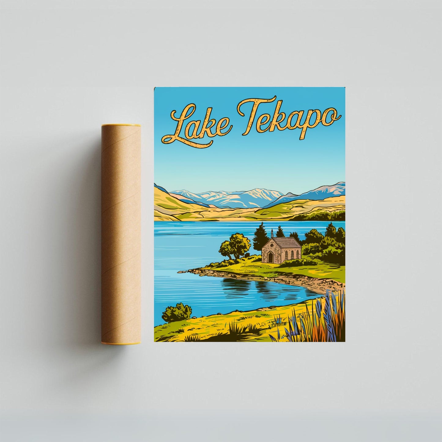 Lake Tekapo Vintage Travel Poster - Peaceful Haven