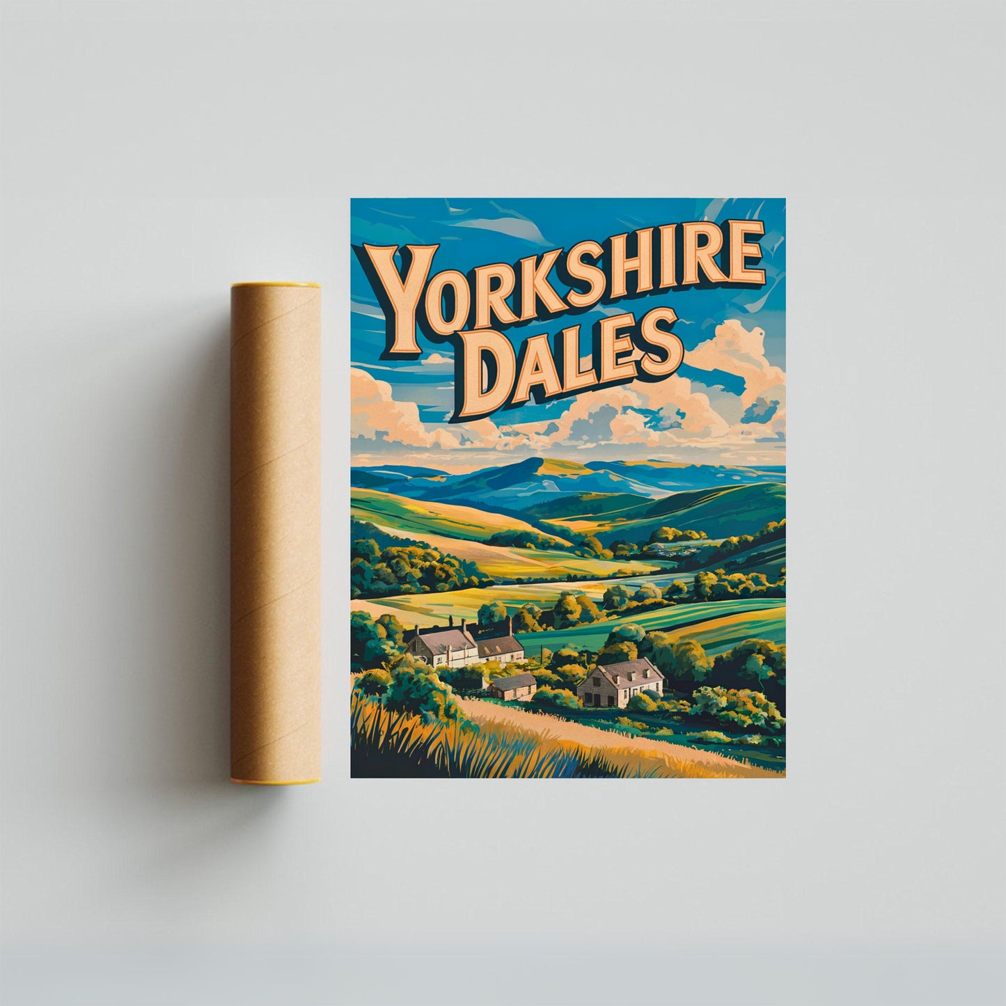 Yorkshire Vintage Travel Poster  - England Landscape