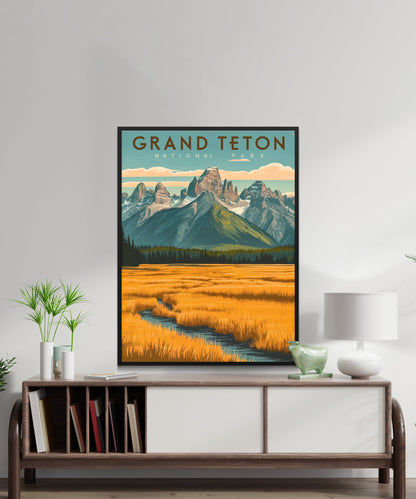 Grand Teton  Vintage Travel Poster