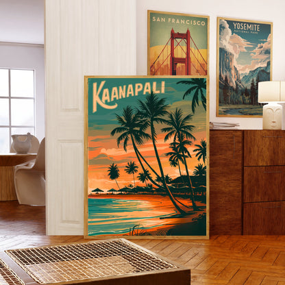 Kaanapali Beach Vintage Travel Poster - Serene Escape