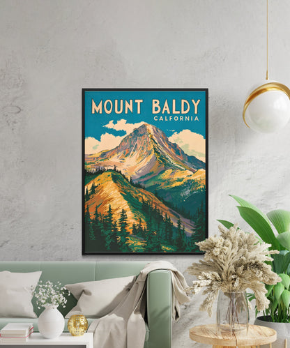 Mount Baldy Vintage Travel Poster - Timeless Mountain Majesty