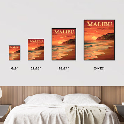 Malibu Vintage Travel Poster - Coastal Dreams