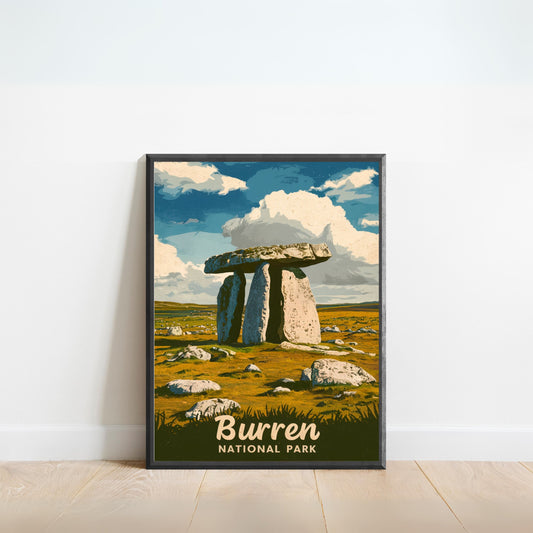 The Burren National Park Vintage Travel Poster - Celtic Heritage