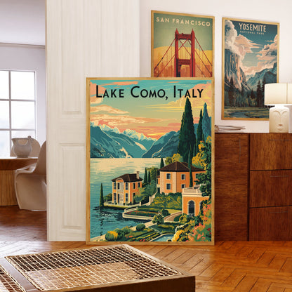 Lake Como Vintage Travel Poster - Timeless Italian Elegance