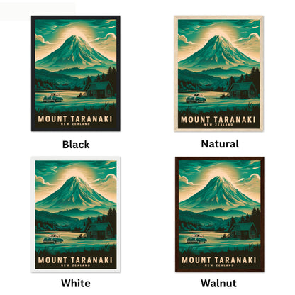 Mount Taranaki Vintage Travel Poster - Mountainous Landscape