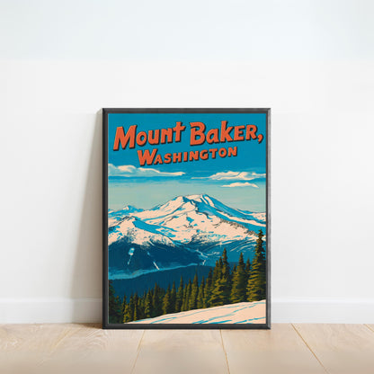 Mount Baker Vintage Travel Poster  - Washington's Alpine Icon