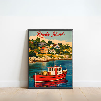 Rhode Island Vintage Travel Poster - New England's Ocean State