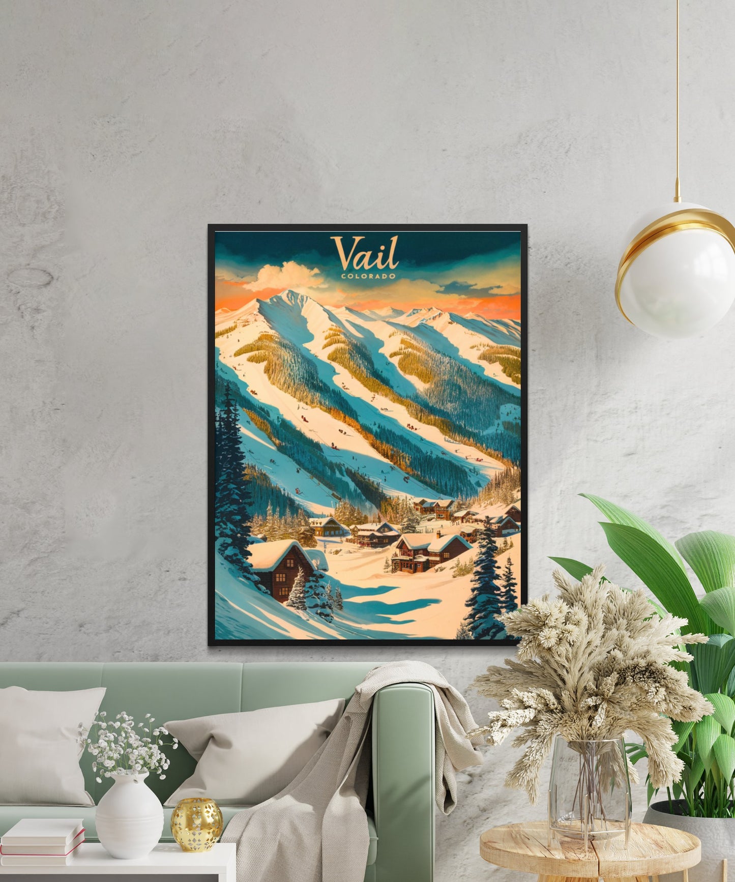 Vail Mountain Vintage Travel Poster - Mountain Backdrop