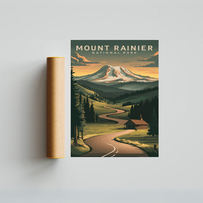 Mount Rainer Vintage Travel Poster - Wilderness Splendor