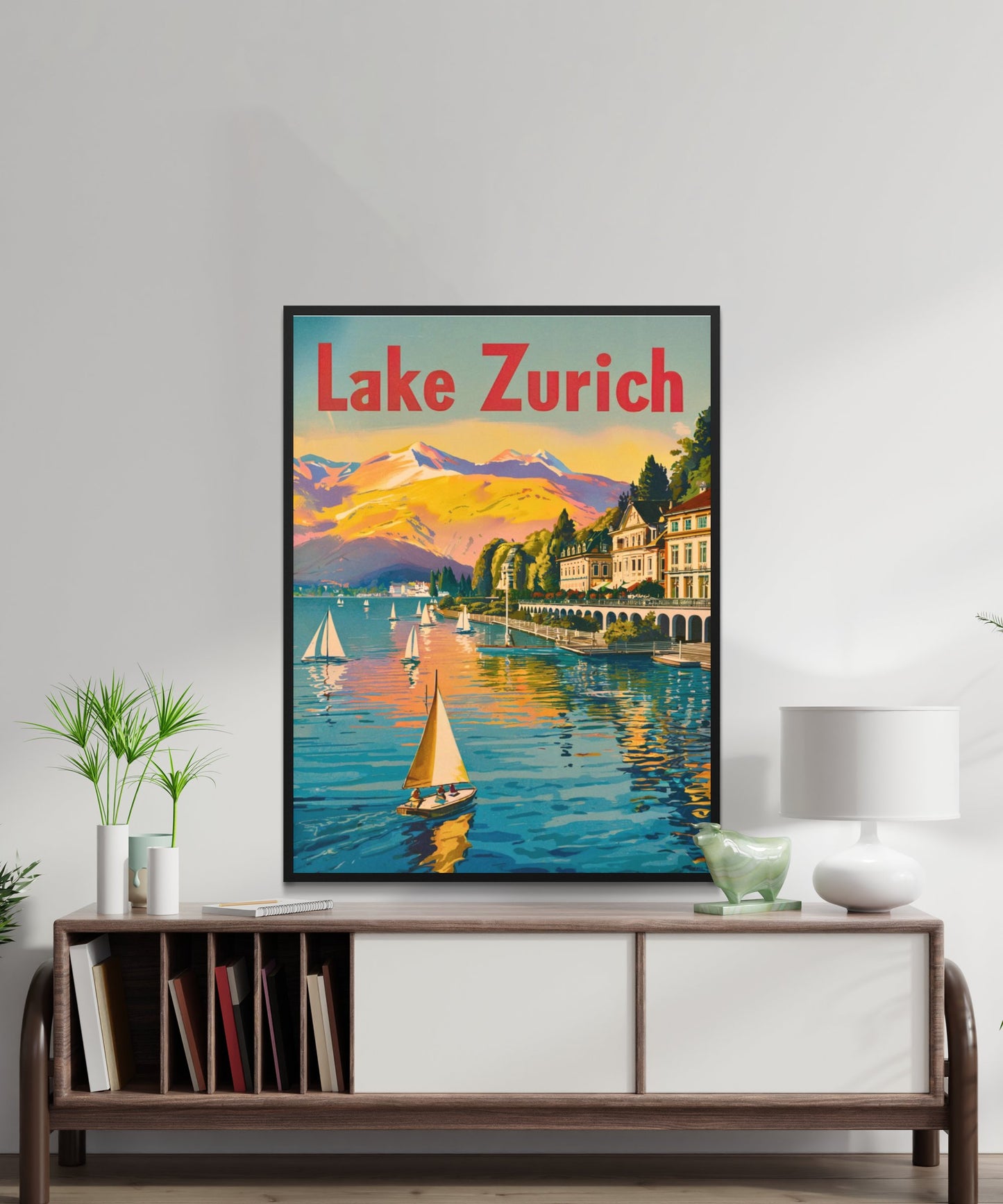 Lake Zurich Vintage Travel Poster -Timeless Swiss Elegance