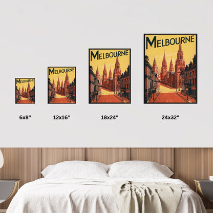 Melbourne Vintage Travel Poster - City Street