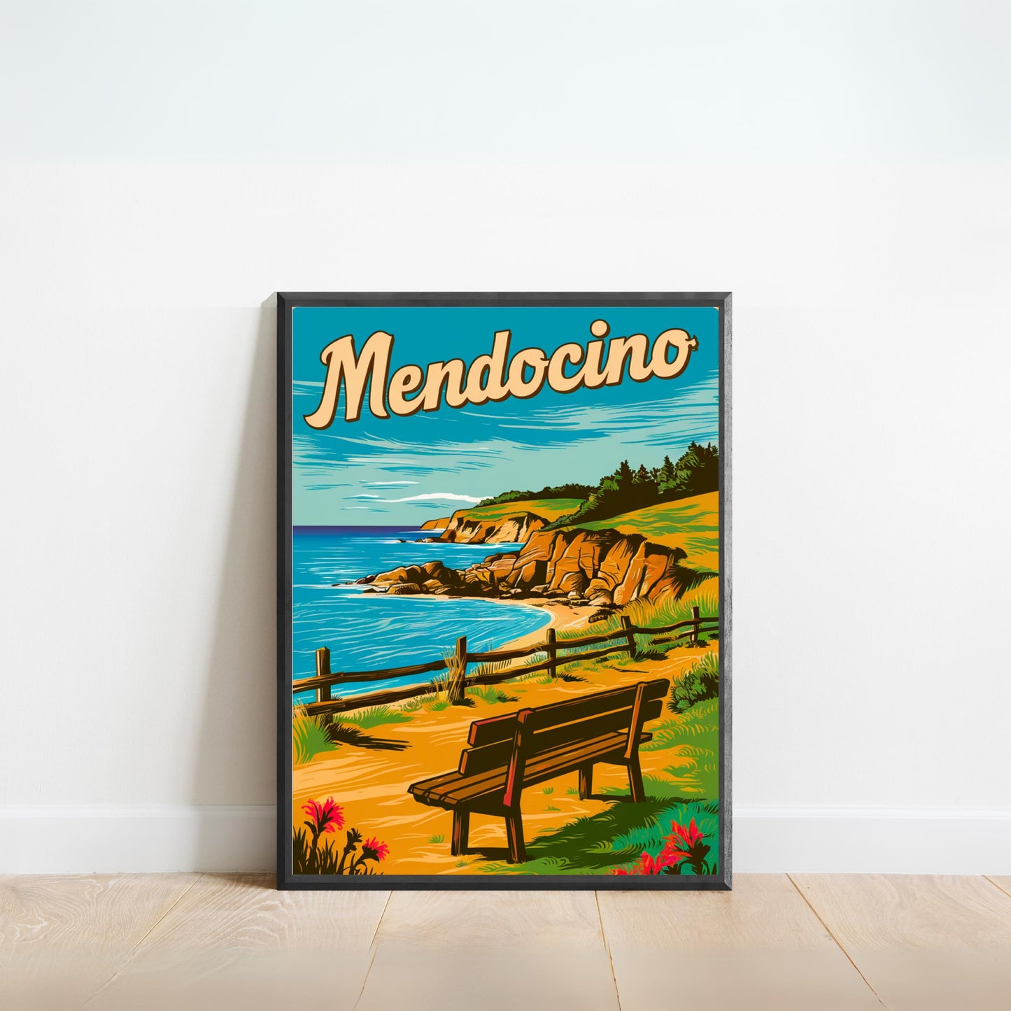 Mendocino Vintage Travel Poster - Serene Waters