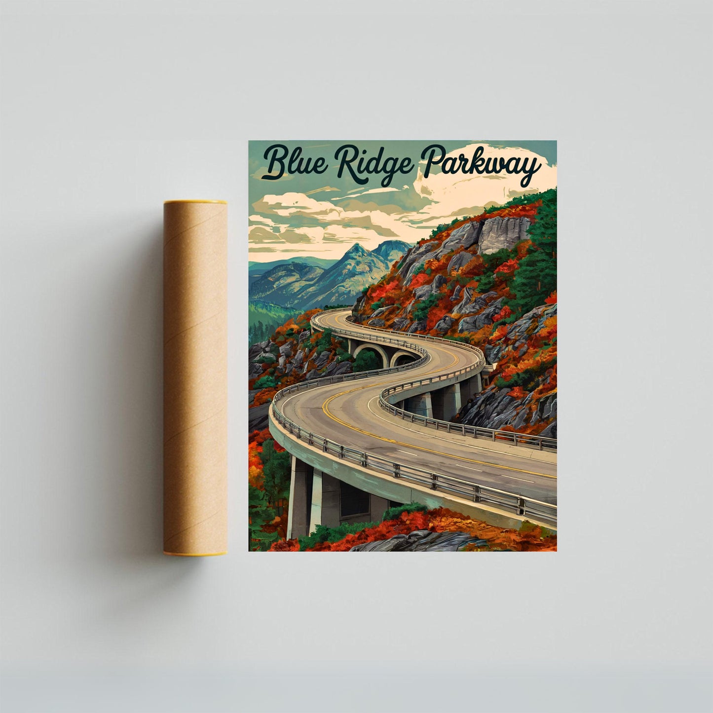 Blue Ridge Parkway Vintage Travel Poster - Timeless Appalachian Beauty