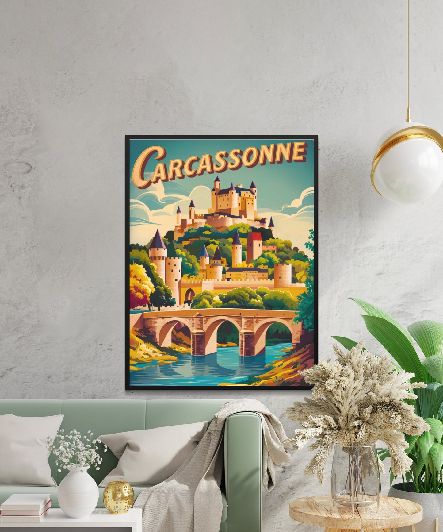 Carcassonne Vintage Travel Poster - Medieval Fortress