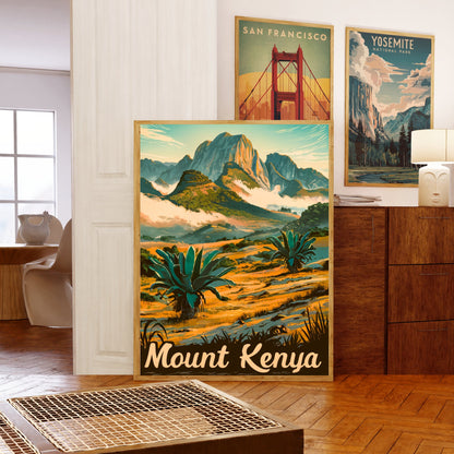 Mount Kenya Vintage Travel Poster