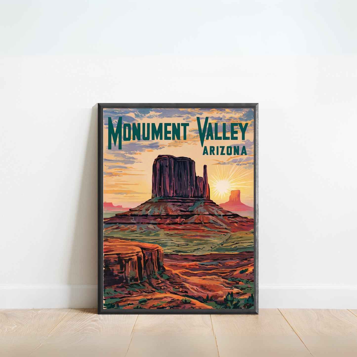 Monument Valley Vintage Travel Poster  - Iconic Red Rock Landscapes