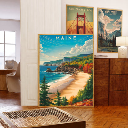 Maine Vintage Travel Poster - Scenic Coastline