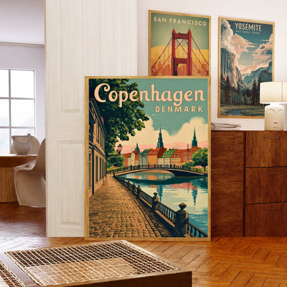 Copenhagen Vintage Travel Poster - Heart of Denmark