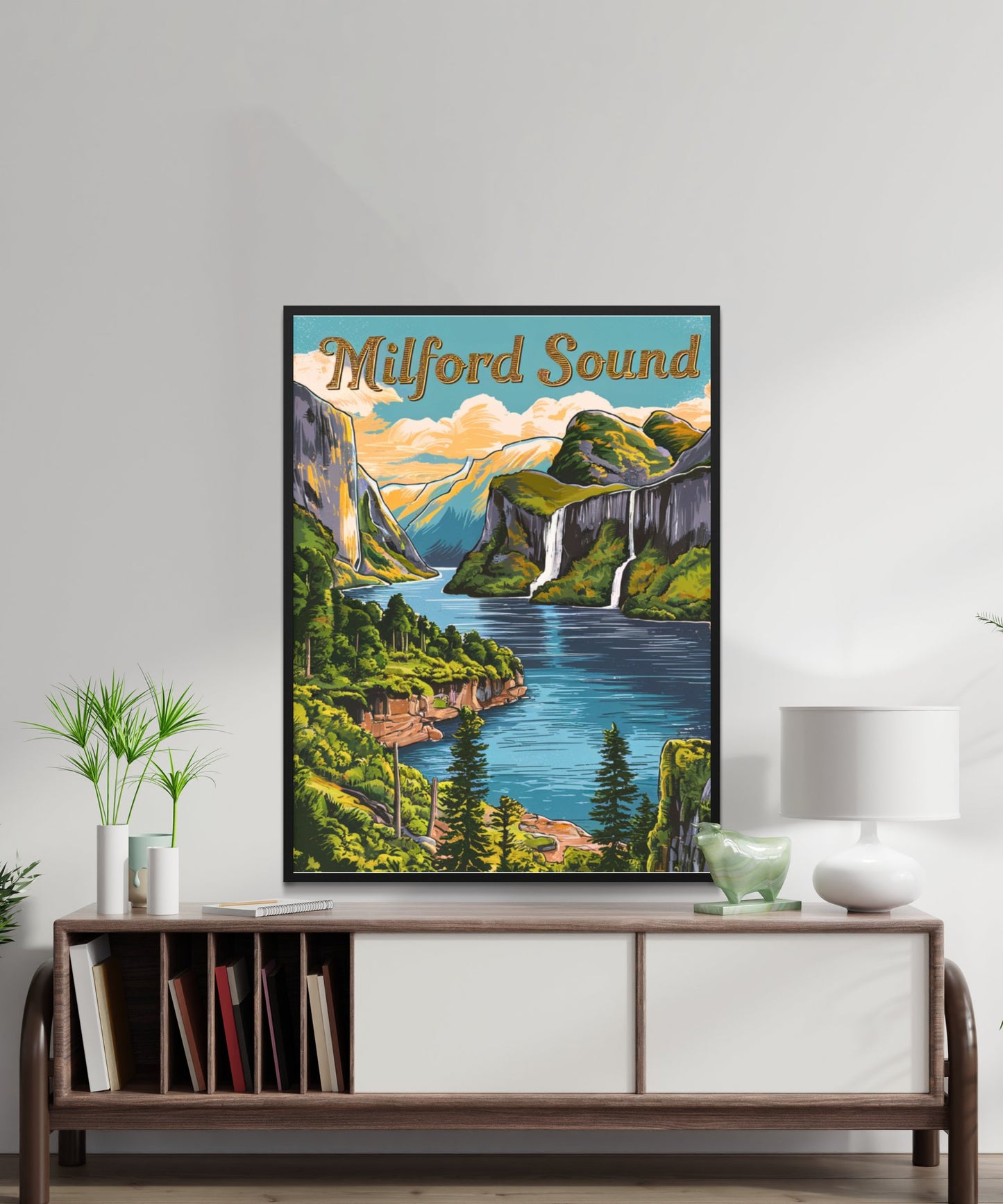 Milford Sound Vintage Travel Poster - Majestic Fjords