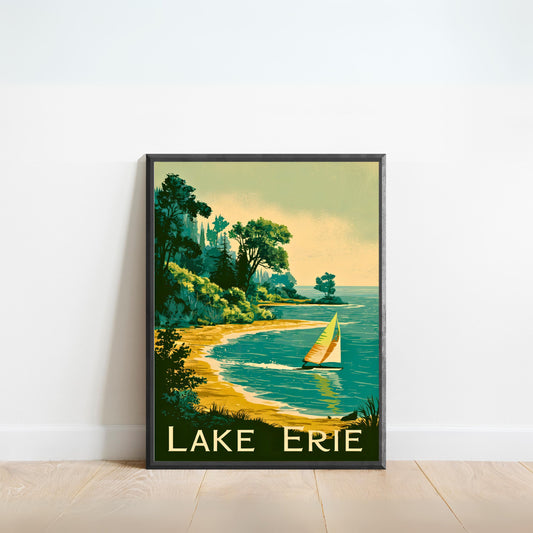 Lake Erie Vintage Travel Poster