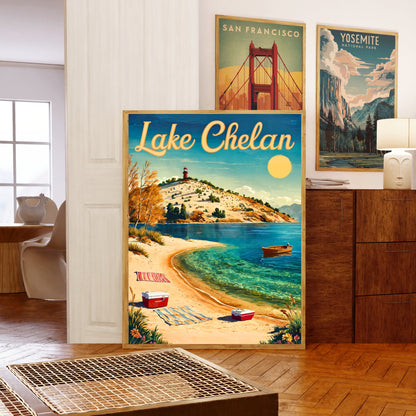 Lake Chelan Vintage Travel Poster