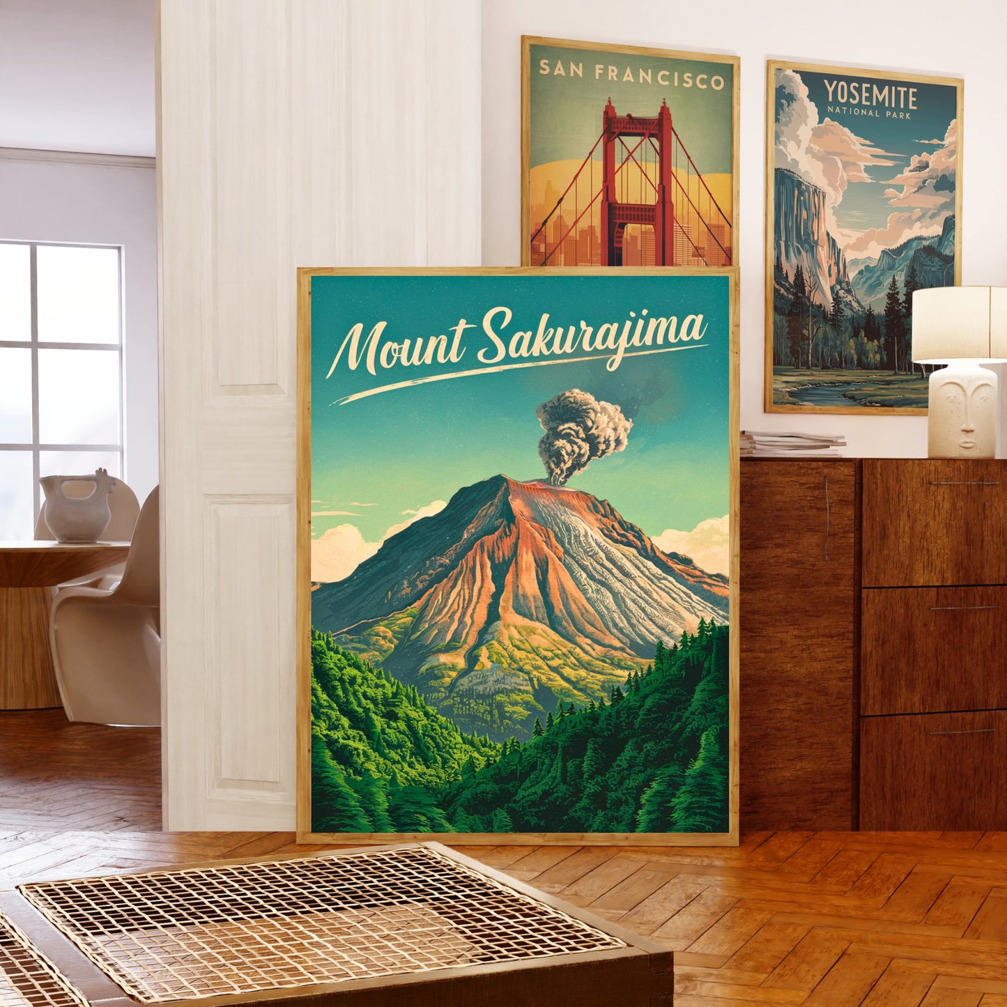 Mount Sakurajima Vintage Travel Poster