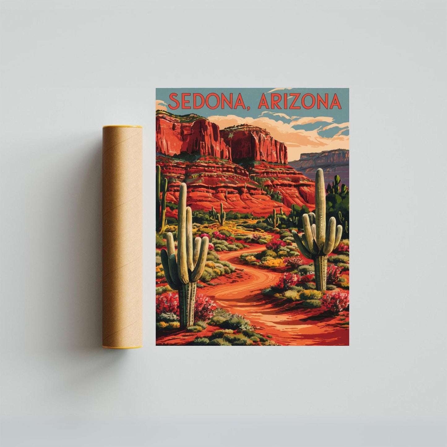 Sedona Vintage Travel Poster - Desert Oasis