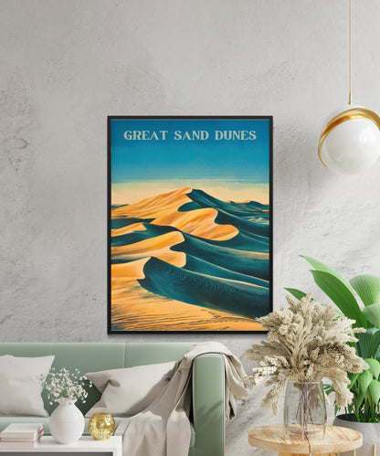 Great Sand Dunes Vintage Travel Poster - Sands and Peaks