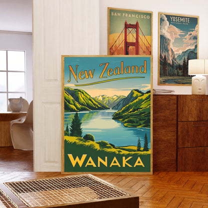 New Zealand Vintage Travel Poster  - Nature's Masterpiece