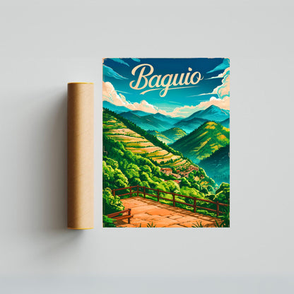 Baguio City Vintage Travel Poster - Timeless Beauty