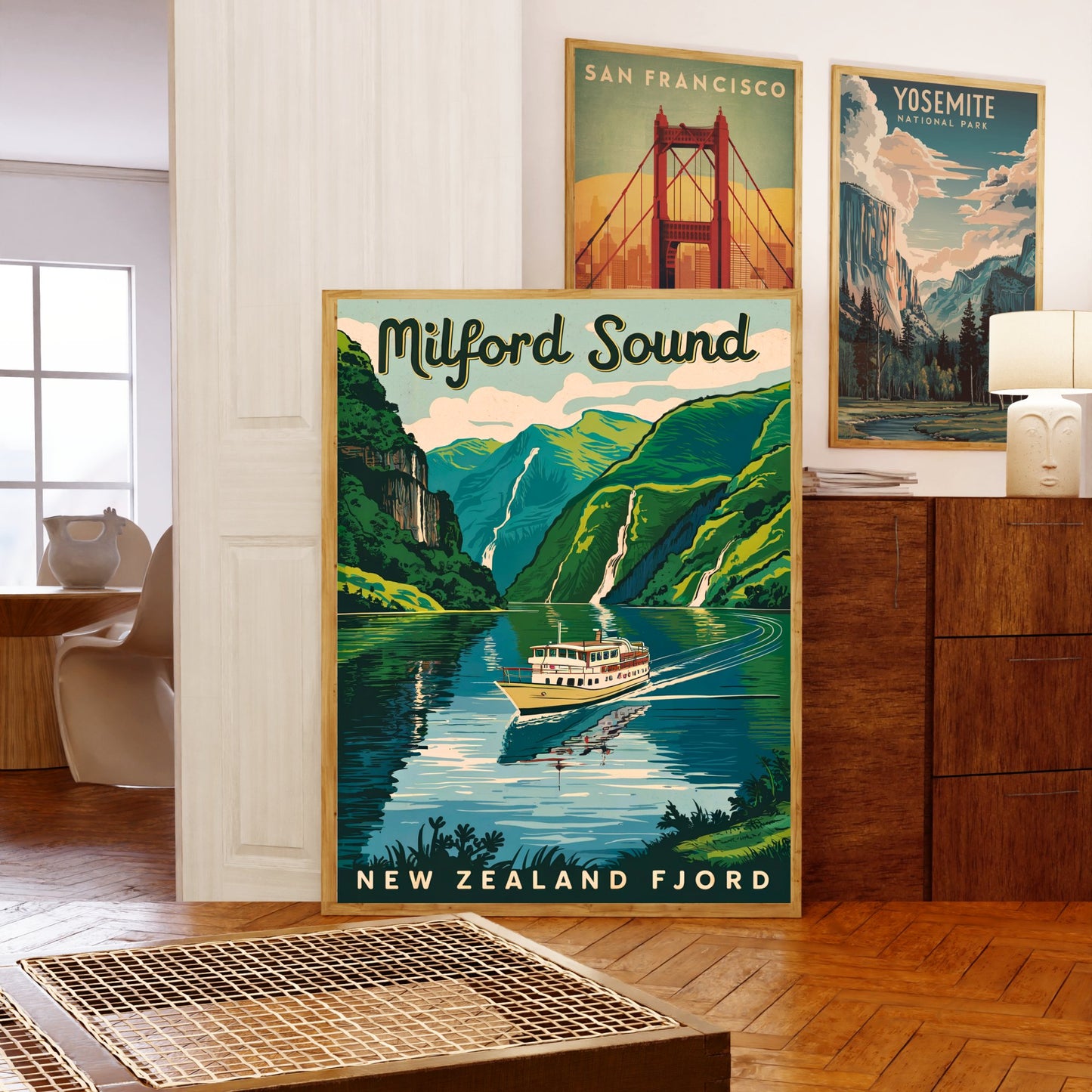 Milford Sound Vintage Travel Poster - Nature's Serenity