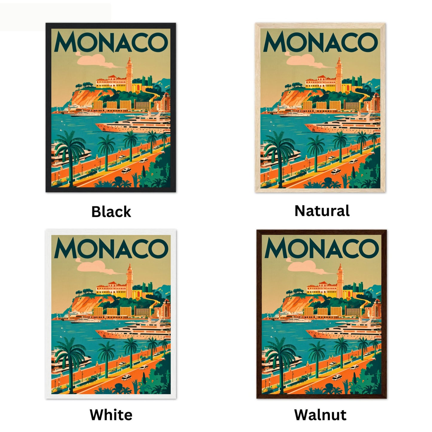 Monaco Vintage Travel Poster - Sea Side