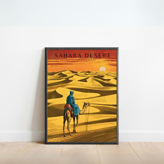 Sahara Desert Vintage Travel Poster - Endless Dunes and Desert Splendor