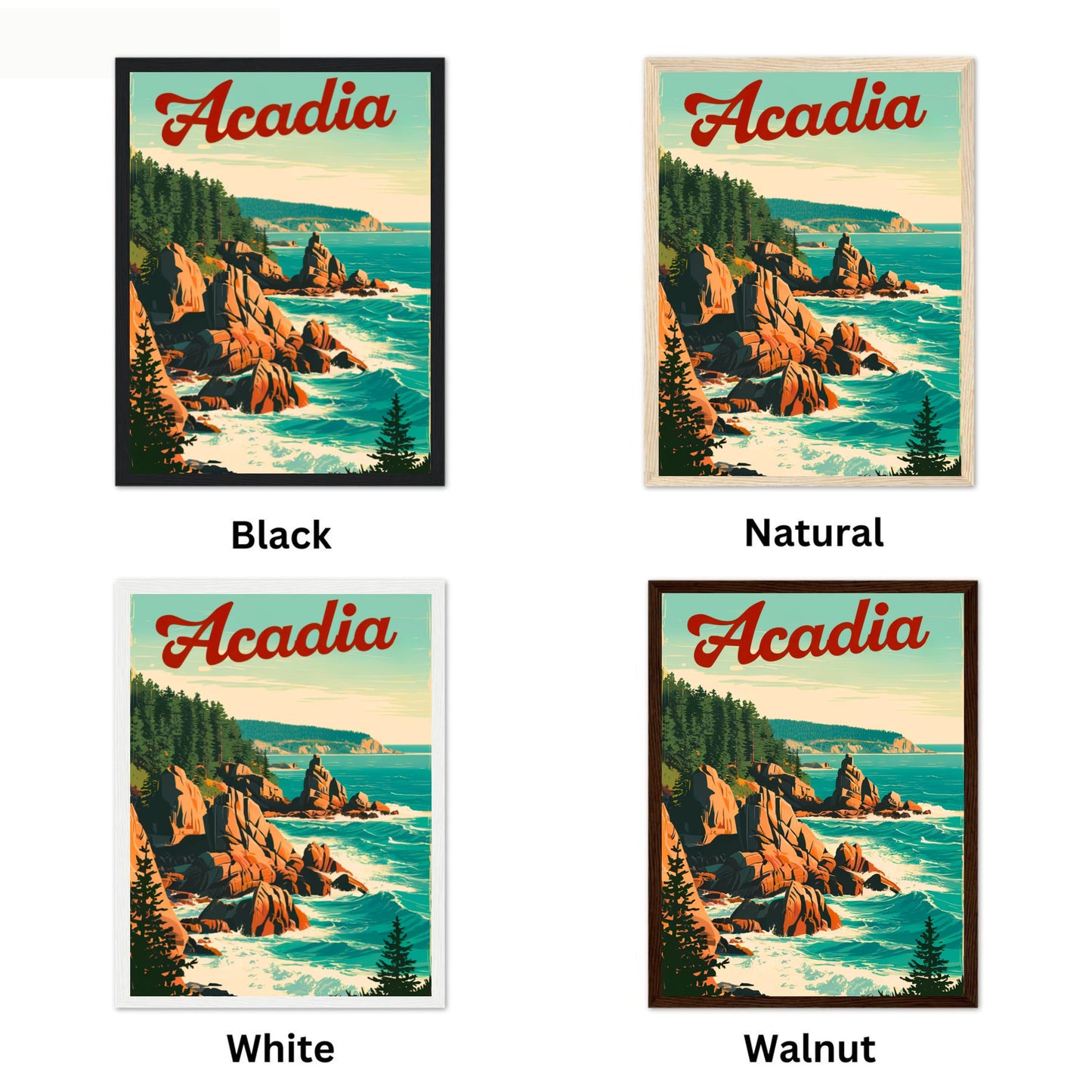 Acadia Vintage Travel Poster - Serene Lakes