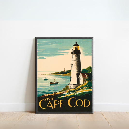 Cape Cod Vintage Travel Poster - Lighthouse Views