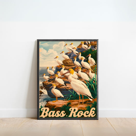 Bass Rock Vintage Travel Poster