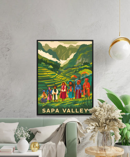 Sapa Valley Vintage Travel Poster - Mountainous Beauty