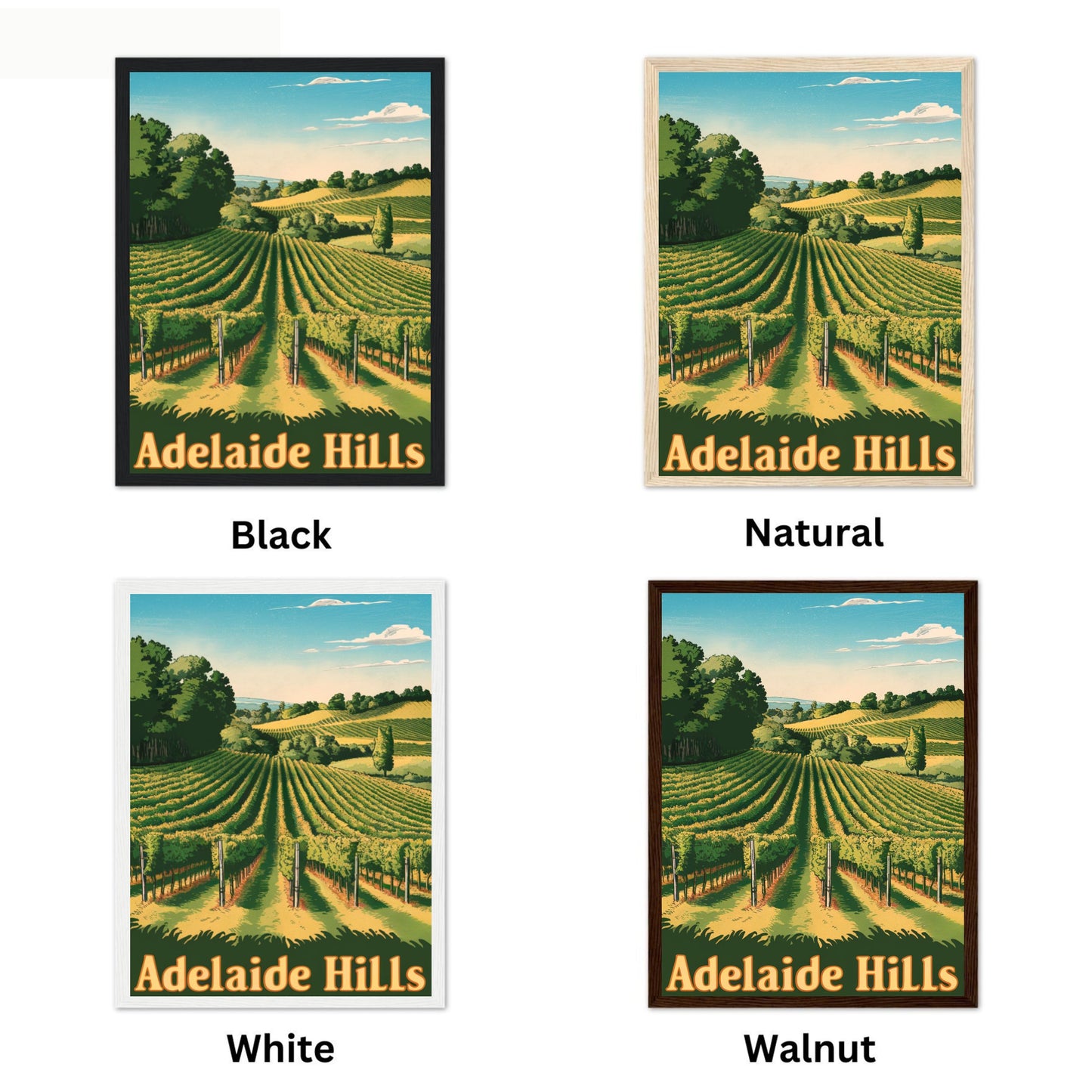 Adelaide Hills Vintage Travel Poster - Scenic Mountain Views