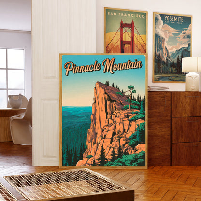 Pinnacle Mountain Vintage Travel Poster