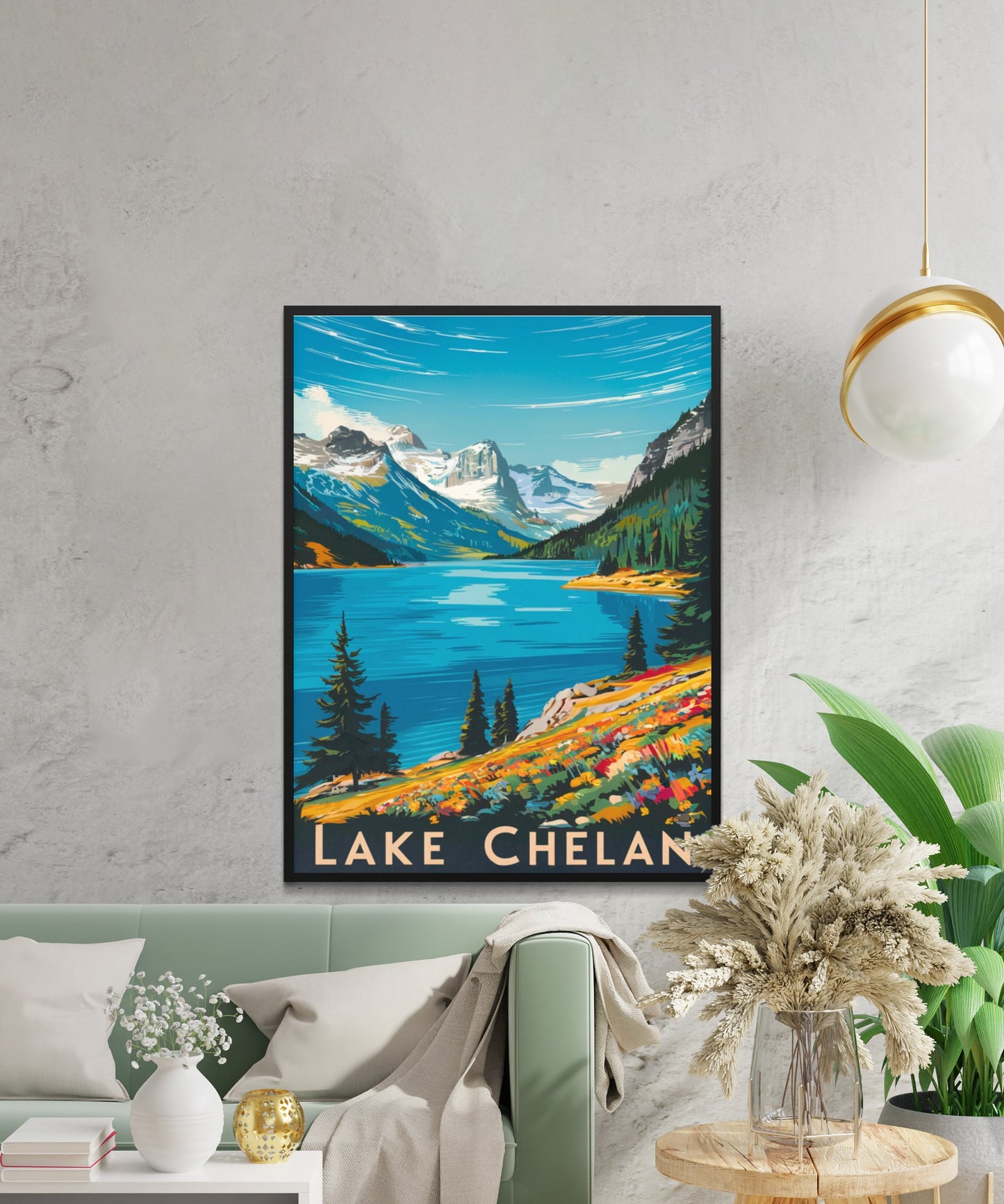 Lake Chelan Vintage Travel Poster - Crystal Lake