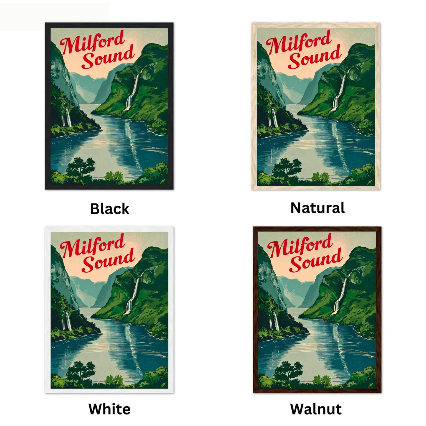 Milford Sound Vintage Travel Poster - Fiordland Majesty