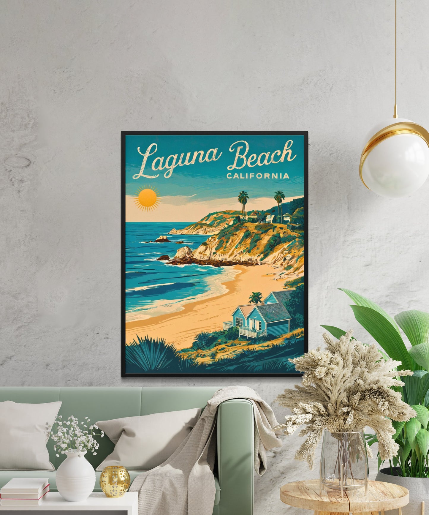 Laguna Beach Vintage Travel Poster - Waves, Sun, and Sand